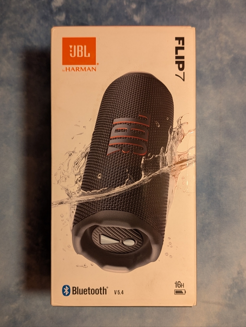 JBL Flip 7 Portable Bluetooth Speaker - Black with Orange Logo - Unopened NIB